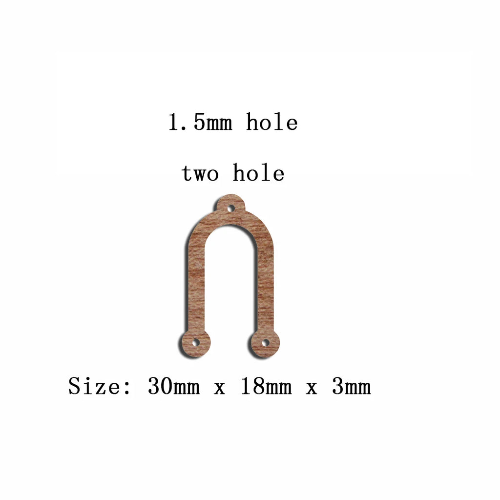 6pcs Unfinished Blank Wooden Three Hole Half Circle Arch Earring Connector Pendant for Women Female Jewelry Making DIY Crafting
