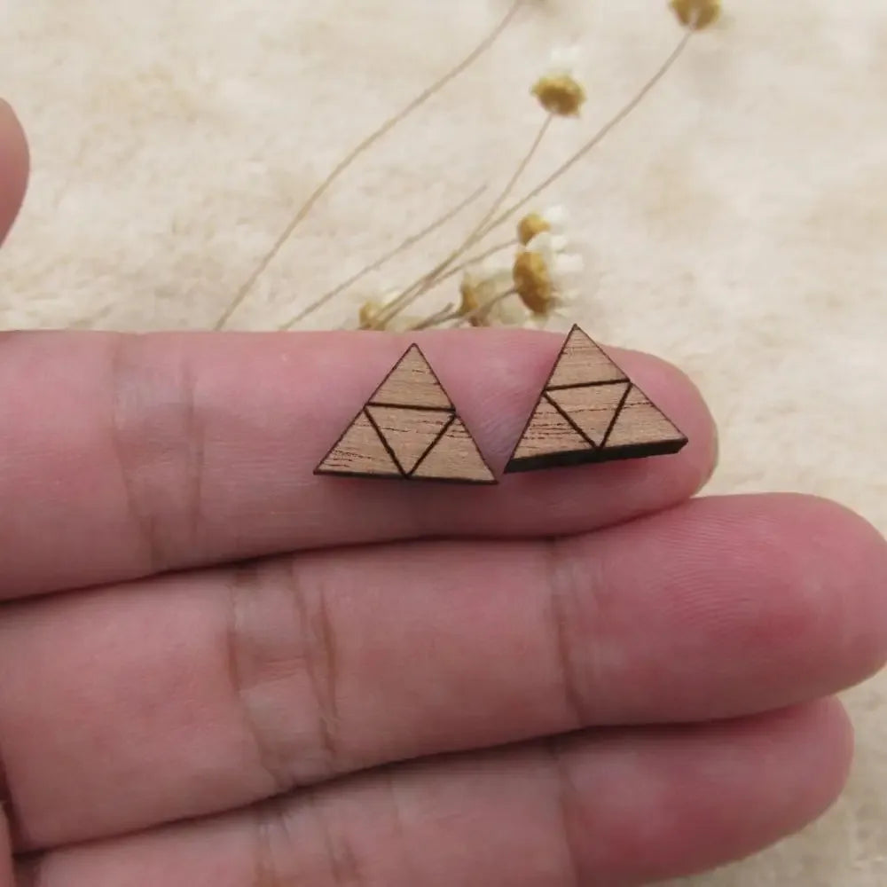 10pcs Unfinished Blank Wooden Geometric Triangular Mountain Shapes, DIY Wood Crafts Stud Earrings, Jewelry Making