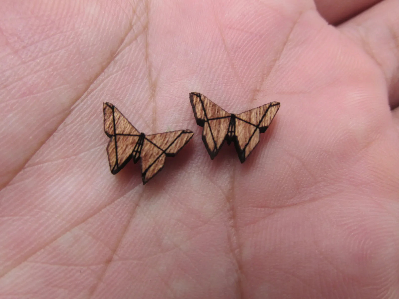5 Pair Geometric Origami Unfinished Blank Wood Cabochon Insect Butterfly Wooden Cutout Shapes For DIY Stud Earrings Supplies