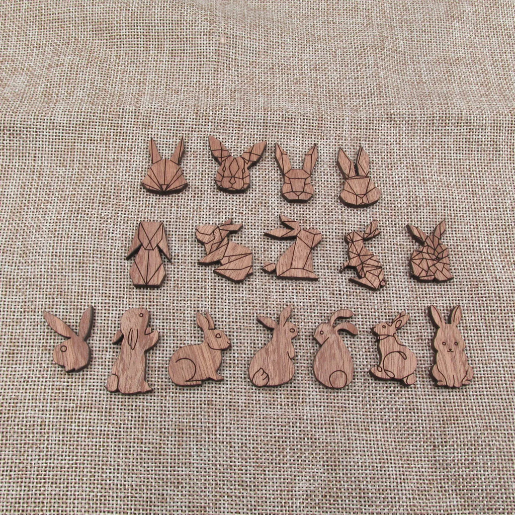 Laser Cut Unfinished Wood Rabbit  Charms Pendant Wood Bunny Perfect For Earring Brooch Neckace -  Jewerly supplier