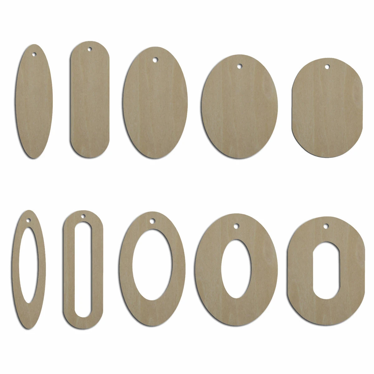 10pcs Laser Cut Unfinished Blank Wood Geometric Hollow Oval Cutout Shape Earring Pendant Jewelry Charm Finding