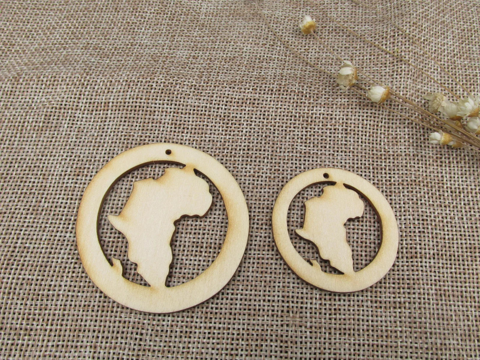 DIY Unfinished Laser Cut Wooden Earrings Blank Pendant Wood Africa Map Shapes For Jewelry Findings Components