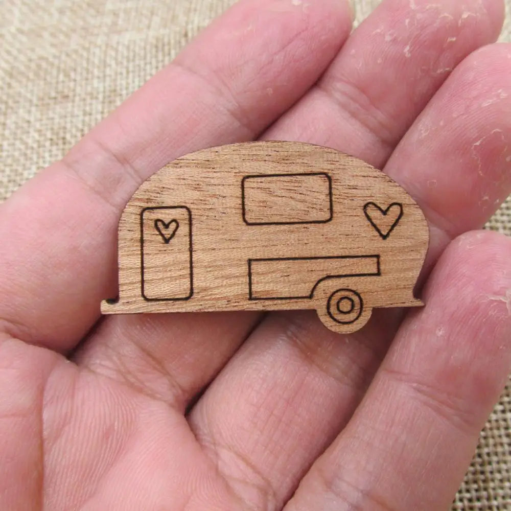 Unfinished Wooden DIY Craft Camper Wood Shape Cutout Perfect for Pendant Pin Brooch Necklace diy Project