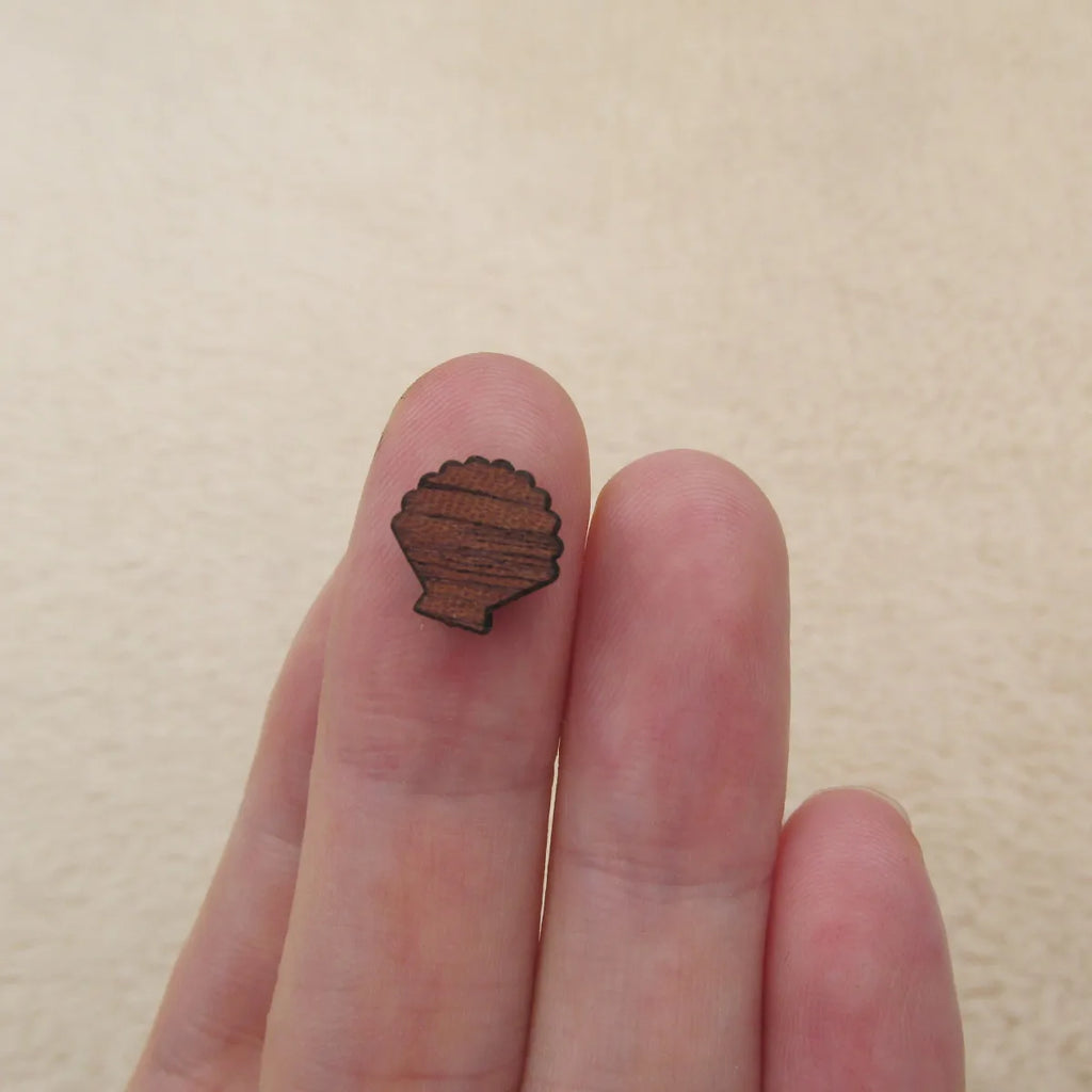 Mini Wooden Cabochon Laser Cut Blanks Wood Seashell Shape For Earring Stud Making Jewerly Supplies