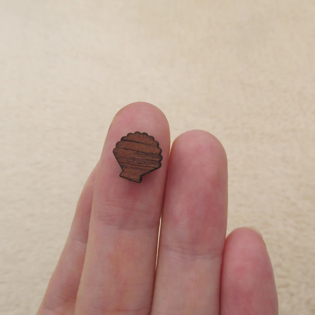 Mini Wooden Cabochon Laser Cut Blanks Wood Seashell Shape For Earring Stud Making Jewerly Supplies