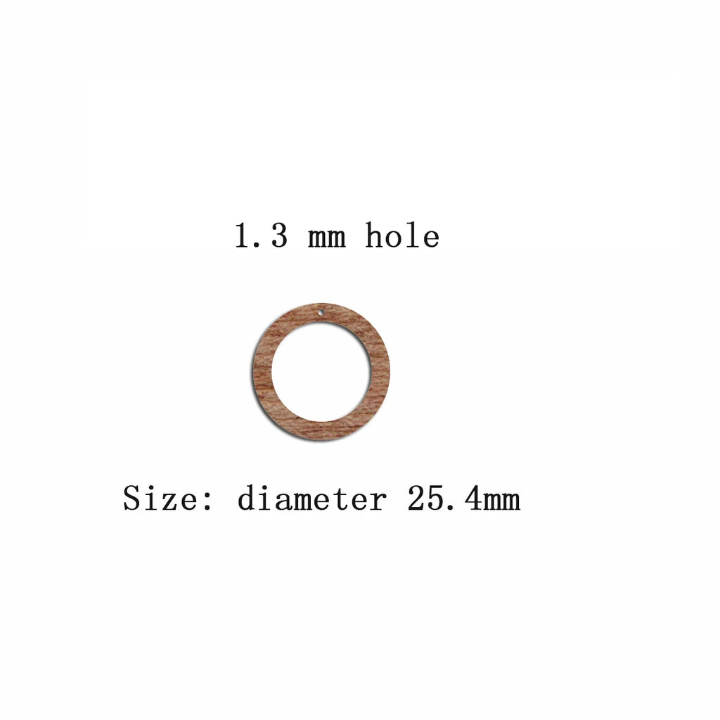 6pcs Unfinished Blank Solid Wooden Circle Hoops Macrame Earring Charms Pendant for Jewelry Making