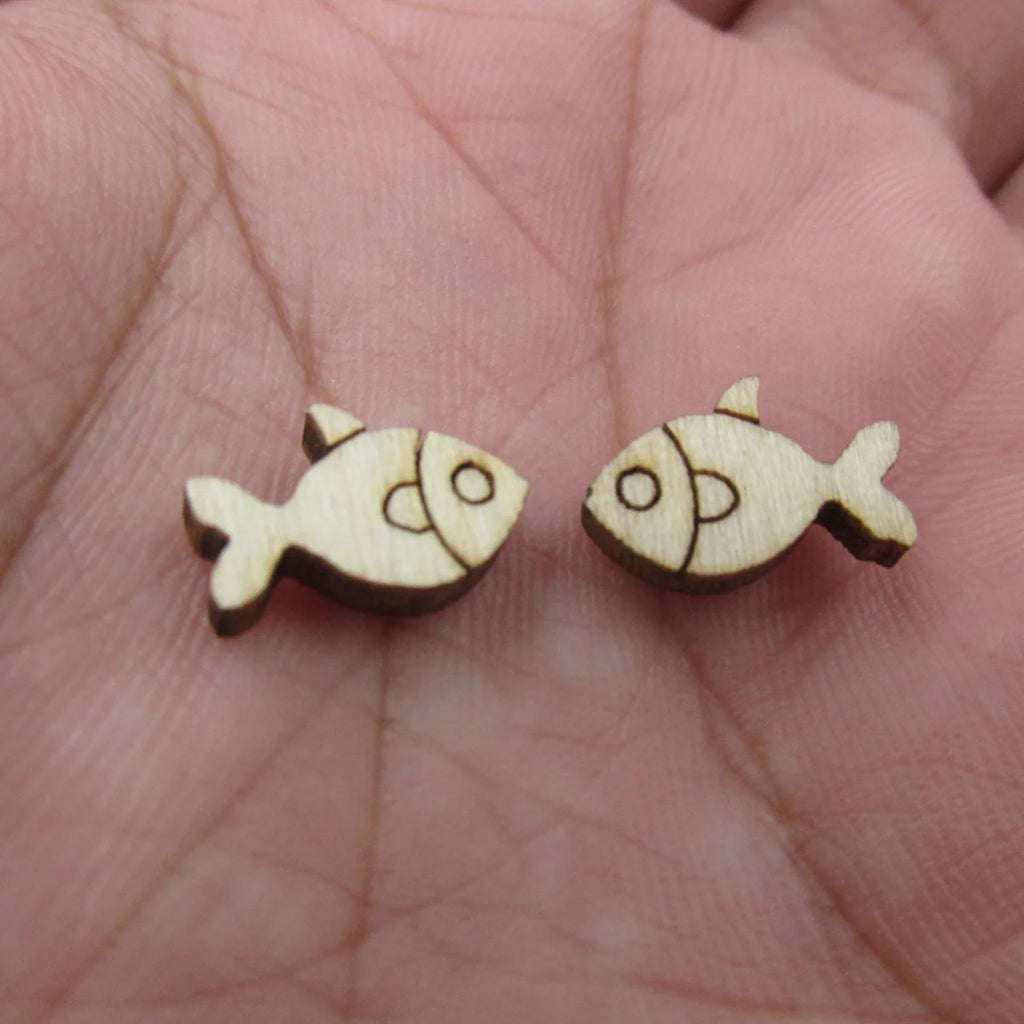 5 Pair Unfinished Blank Wooden Menorah Sombrero Hat Cabochon Dreidel Hanukkah Gefilte Boho Post Wood Earrings Stud