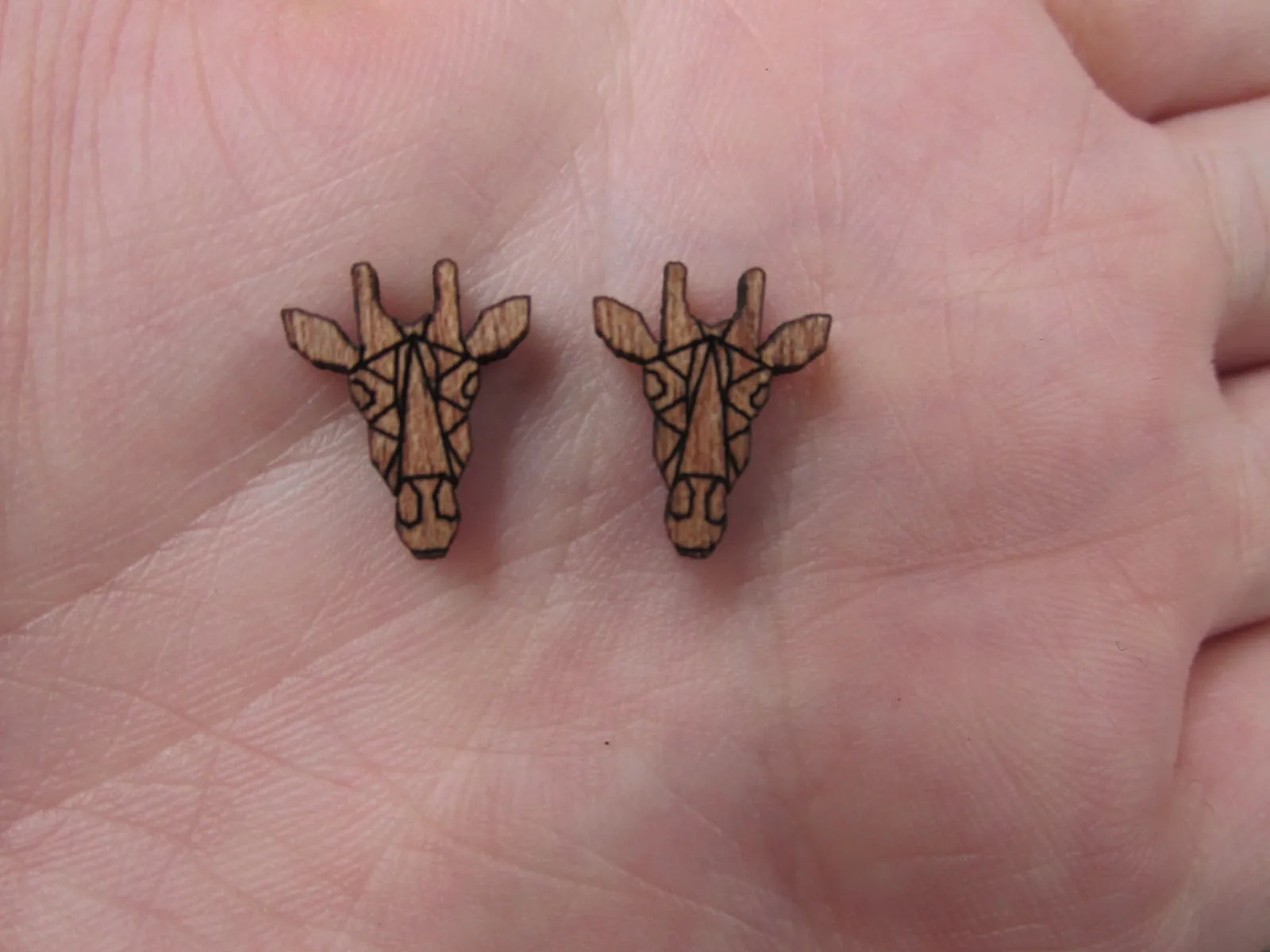 5 Pair Unfinished Woodland Blank Wild Animal Wooden Giraffe Cabochon Charms Wood Shape Cutouts For DIY Craft  Earring Stud