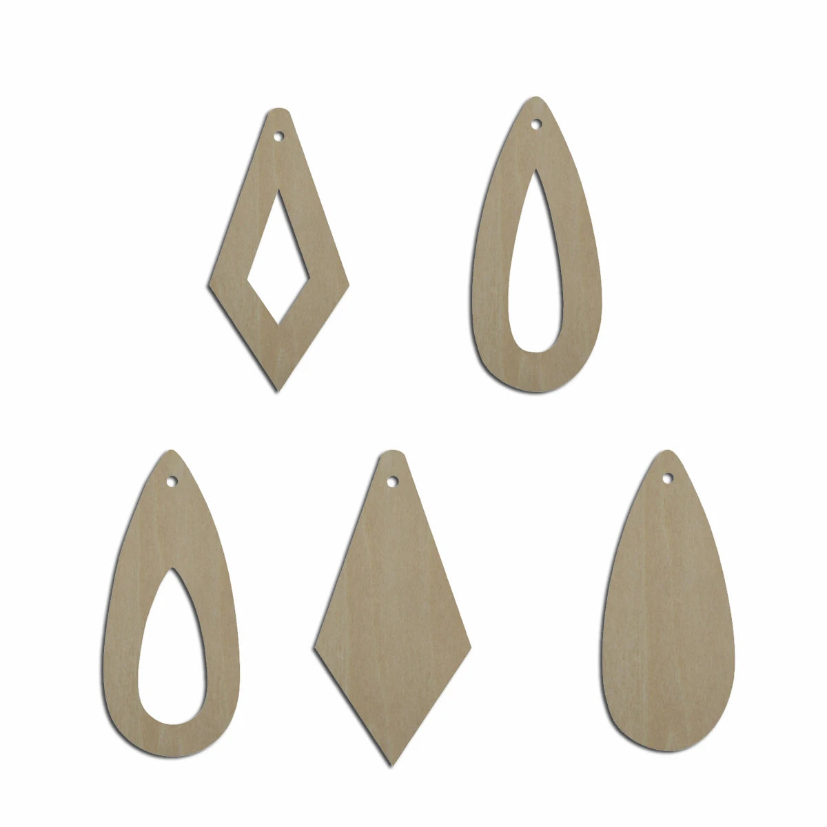 10pcs Laser Cut Unfinished Blank Wood Small Thin Teardrop Diamond Cutout Shape Earring Pendant Jewelry Charm Finding