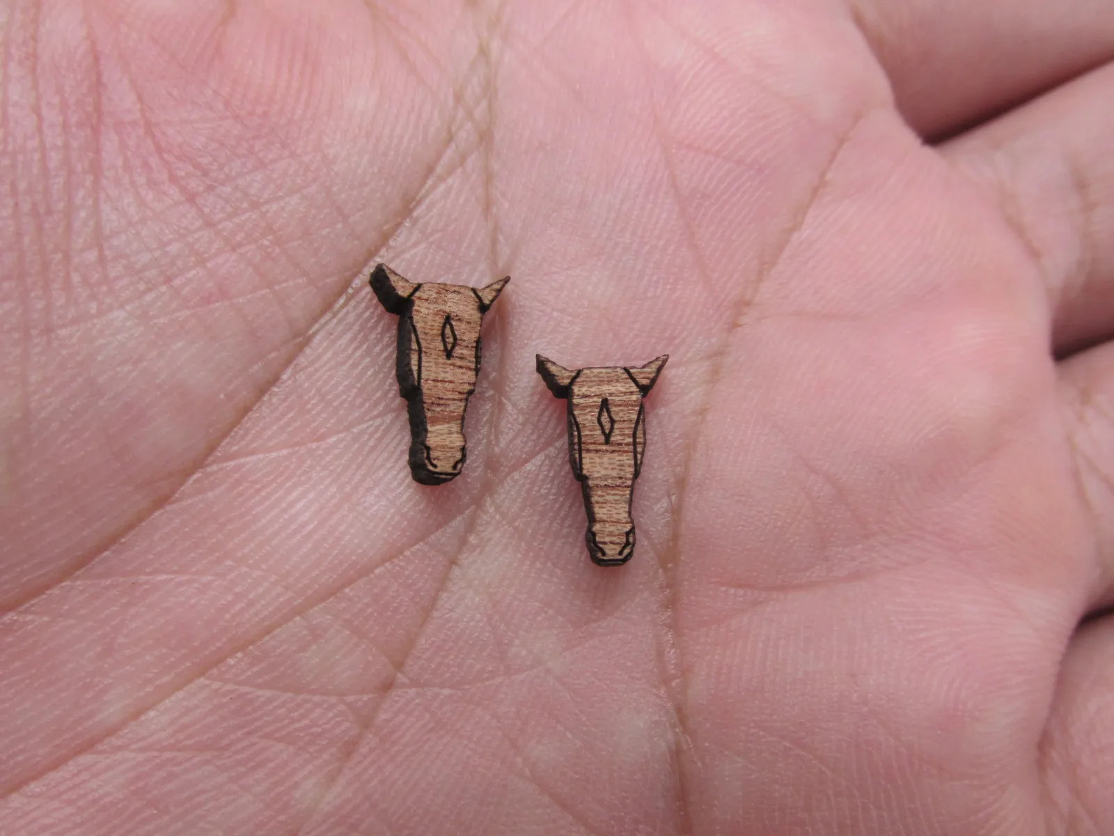 5 Pair Unfinished Wooden Cabochon Blank Animal Horse Charms Jewerly Accessory For DIY Handmade Earring Stud Pin