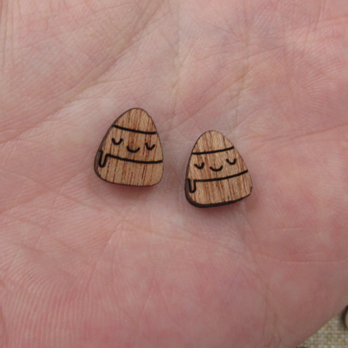 5 Pair Unfinished Blank Wooden Cabochon Wood Sweet Corn Radish Turnips Shape Cutouts For DIY Craft Earring Stud