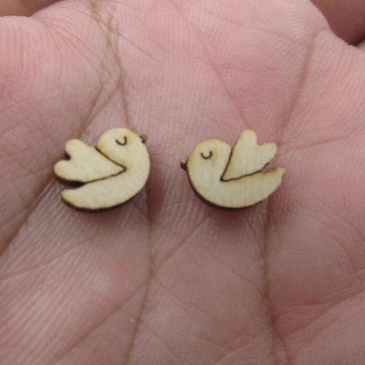 5 Pair Unfinished Blank Wood Cabochon Valentines Day Post Love Birds Ladies Earrings Stud Jewerly Findings Valentine Gifts