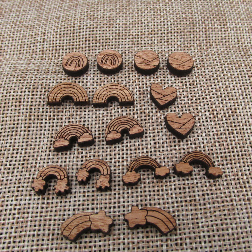 5 Pair Unfinished Blank Weather Wood Rainbow Wooden Cutout Shapes For DIY Stud Earrings Supplies
