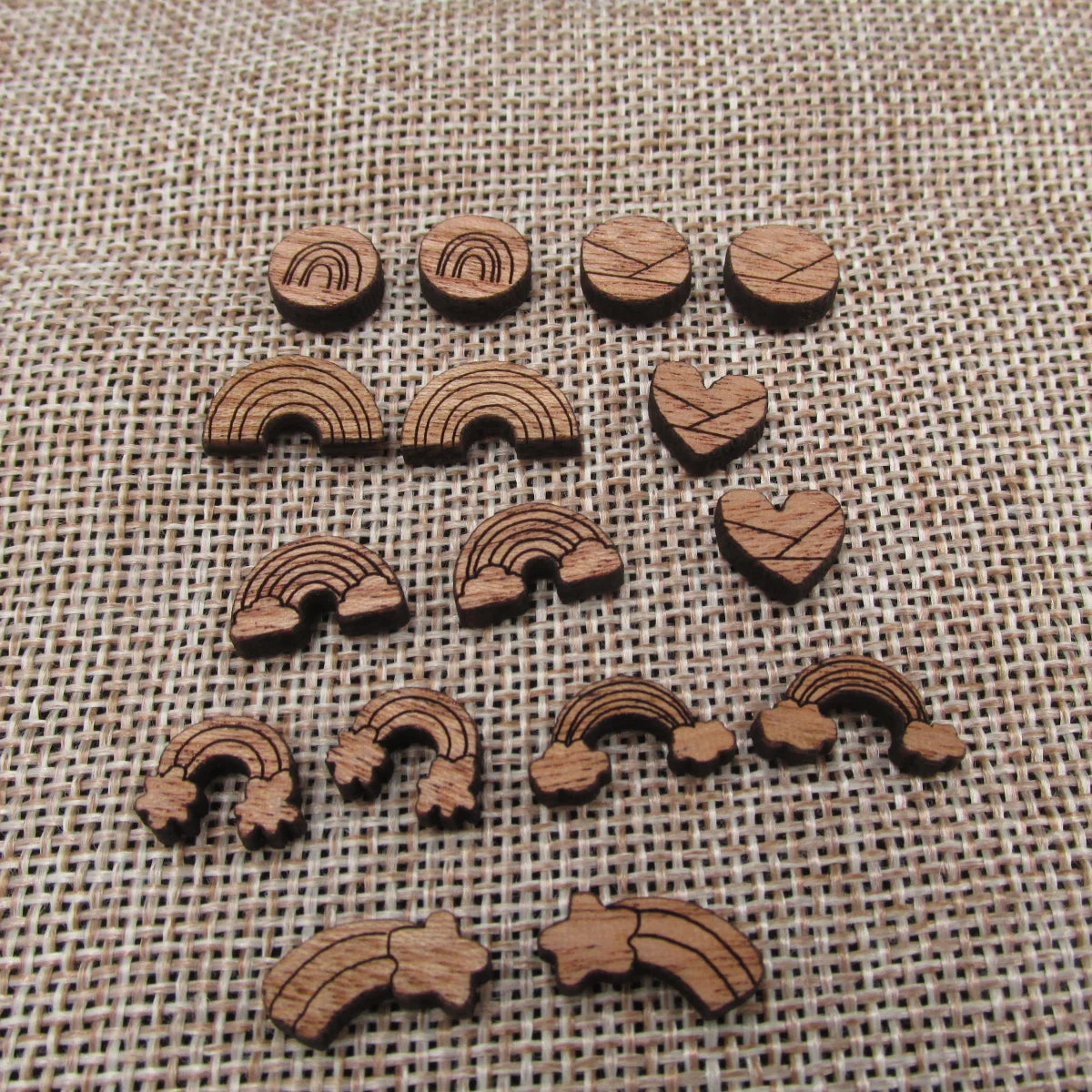 5 Pair Unfinished Blank Weather Wood Rainbow Wooden Cutout Shapes For DIY Stud Earrings Supplies