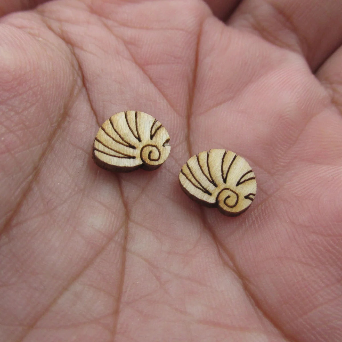 5Pair Unfinished Blank Wooden Summer Beach Seashell Round Conch Sheall Cabochon Post Sand Dollar Earrings Stud