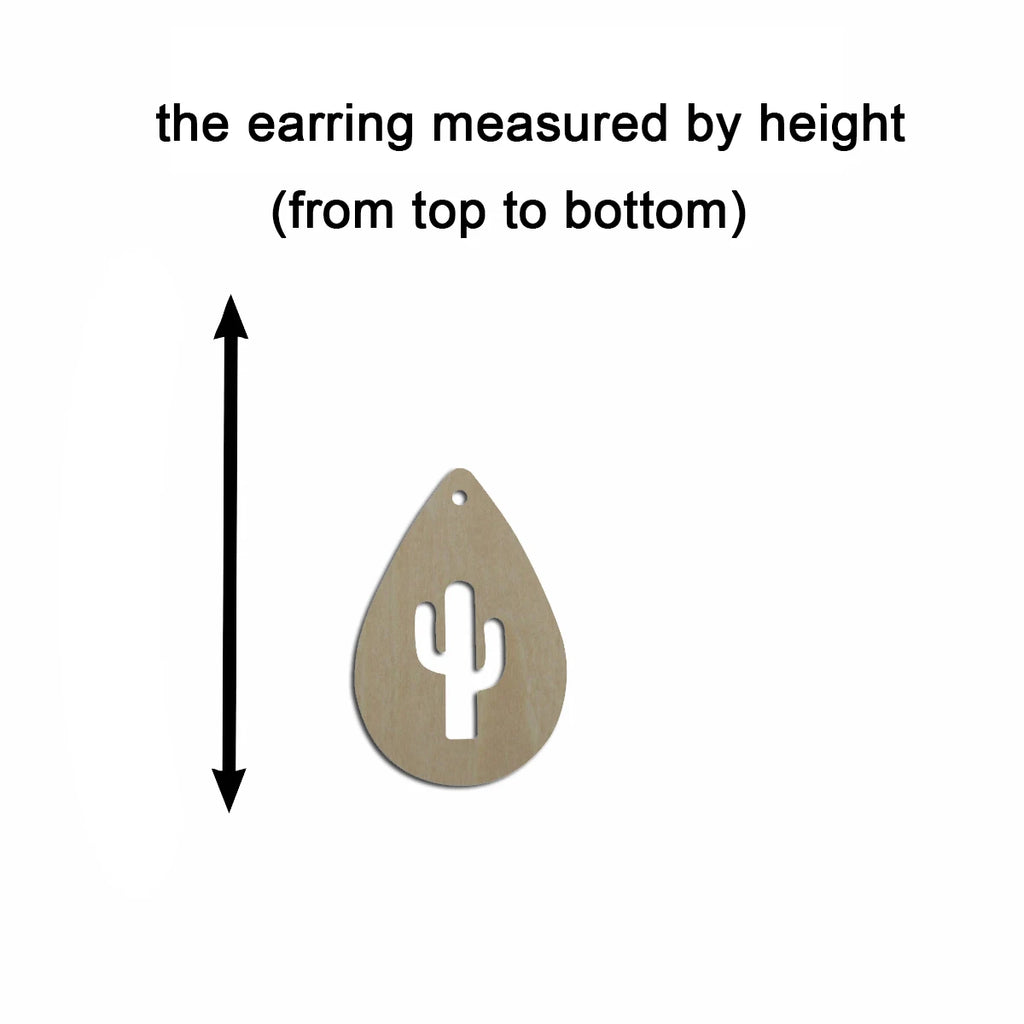 10pcs Multiple Size Unfinished Wooden Blanks Teardrop Shape With Cutout Cactus Dangle Earring For Jewelry Supplier