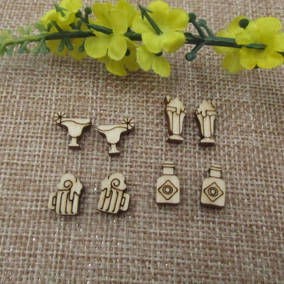 5 Pair Unfinished Blank Wooden Food Drink Tobasco Sauce Cabochon Margarita Post Milkshake Wood Beer Earrings Stud