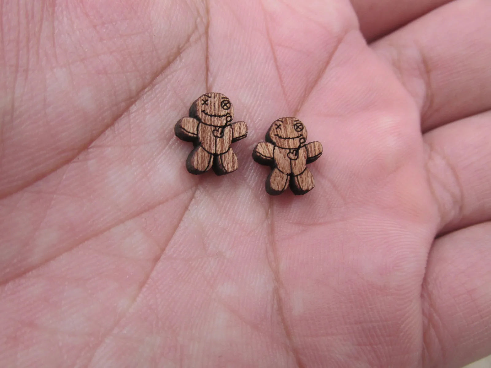 5 Pair Unfinished Blank Wood Cabochon Holidays Halloween Voodoo Doll Wooden Cutout Shapes For DIY Stud Earrings Supplies
