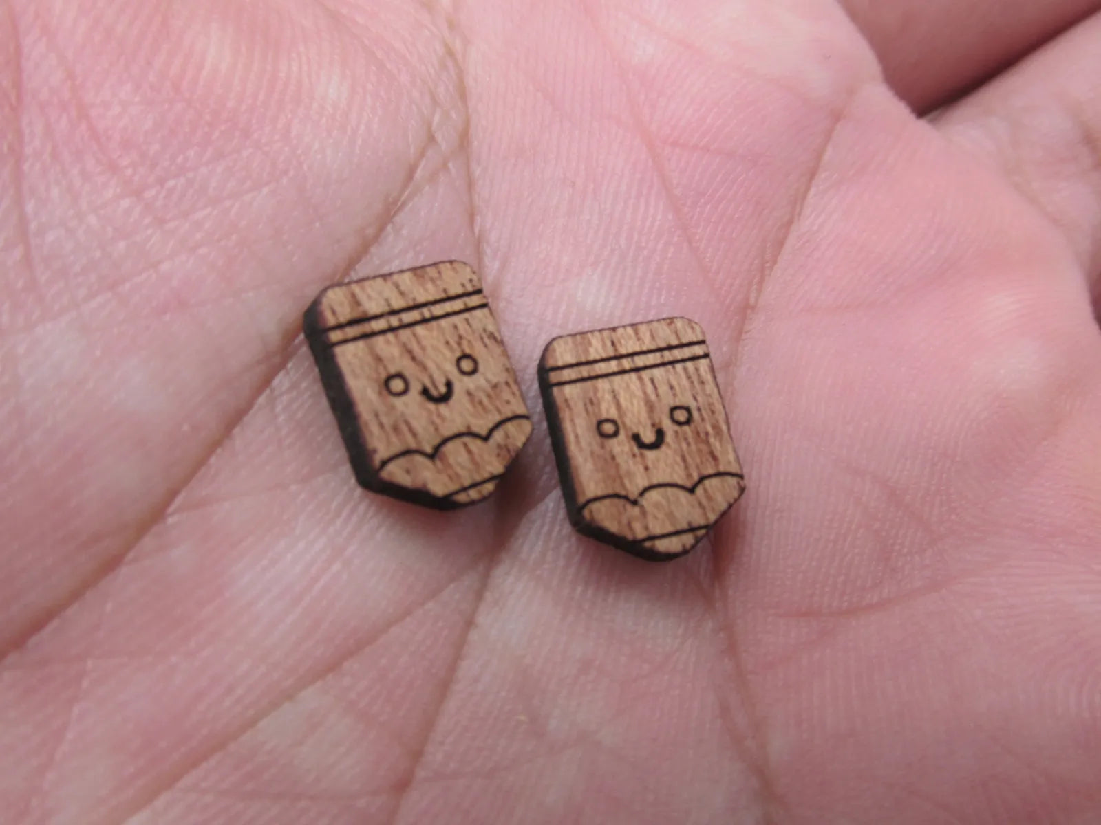 5 Pair Back to School Unfinished Blank Wood Cabochon Pencil Wooden Cutout Shapes For DIY Stud Earrings Supplies