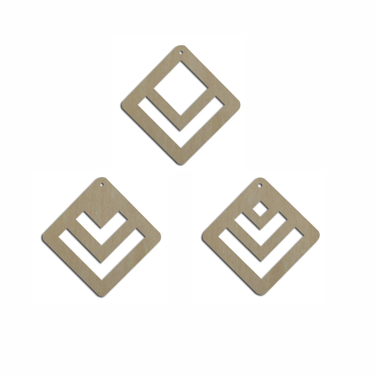 10pcs Unfinished Wood Blank Geometric Diamond Square Frame Shape Macrame Earring Part Findings Wholesale For DIY Jewelry Making