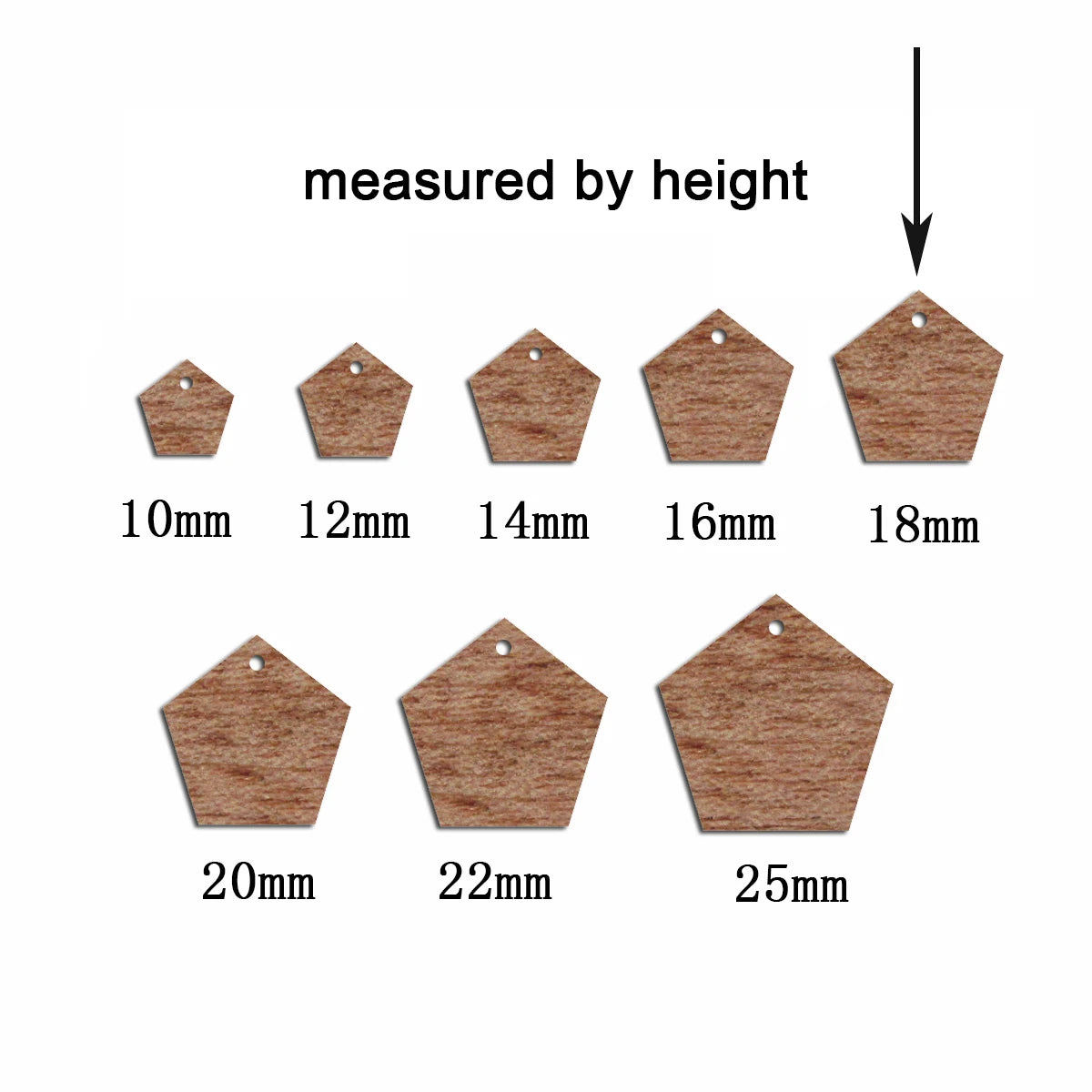 6pcs Unfinished Blank Wooden Geometric Pentagon One Hole Earring Connector Pendant for Women Female Jewelry Making DIY Crafting