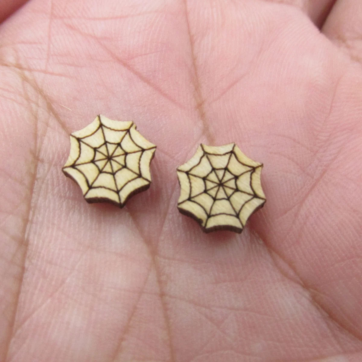 5 Pair Unfinished Blank Wooden Halloween Skeleton Peace Cabochon Spider Knife Post Haunted House Tombstone Wood Earrings Stud