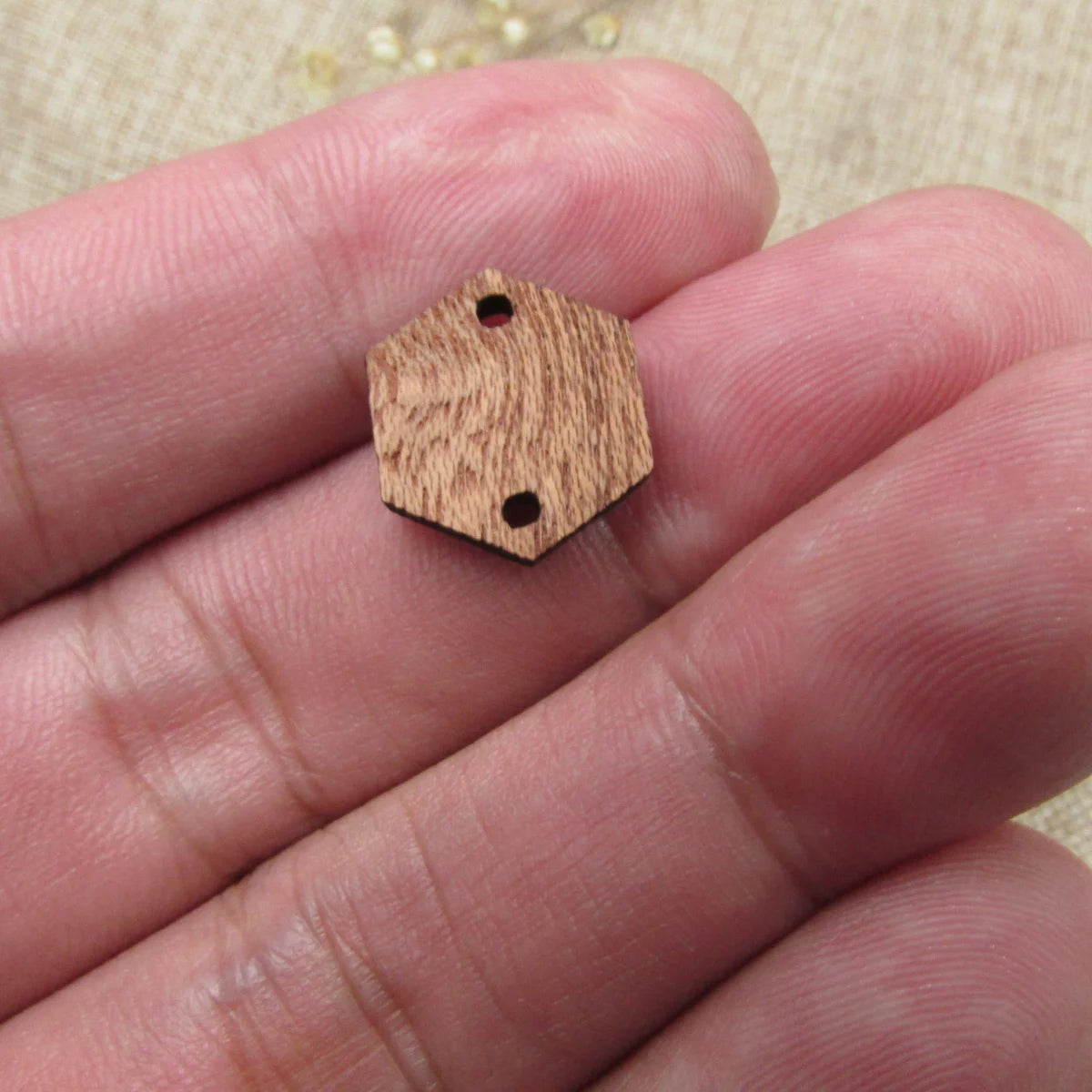 6pcs Unfinished Blank Wooden Hexagon Wood Shape Cutout Necklace Earring Pendant Connector For  DIY Making Jewelry