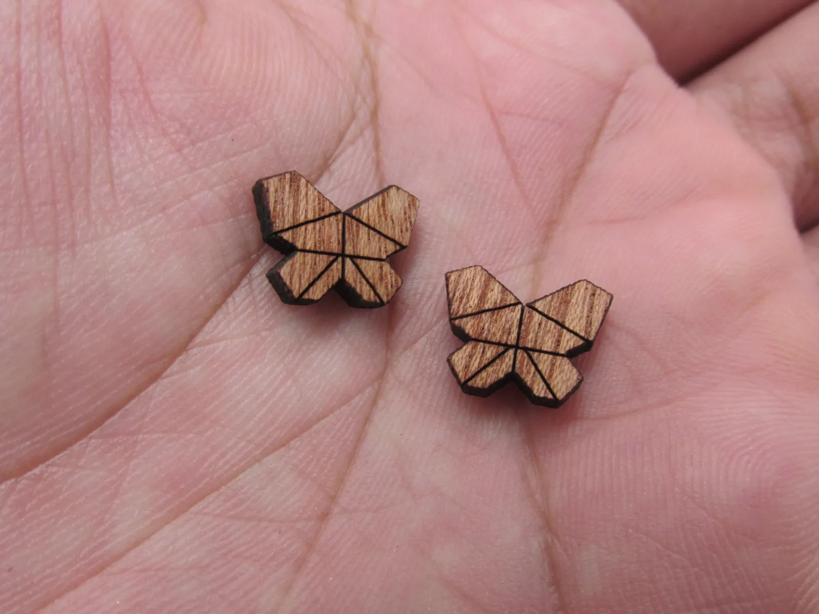 5 Pair Geometric Origami Unfinished Blank Wood Cabochon Insect Butterfly Wooden Cutout Shapes For DIY Stud Earrings Supplies