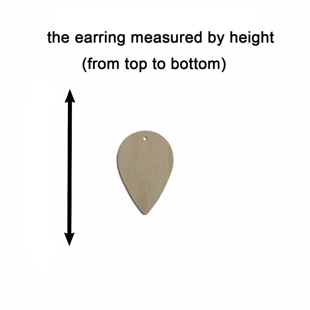 10pcs Multiple Size Unfinished Wooden Blanks Reverse Upside Down Teardrop Shape Earring For Jewelry Supplier