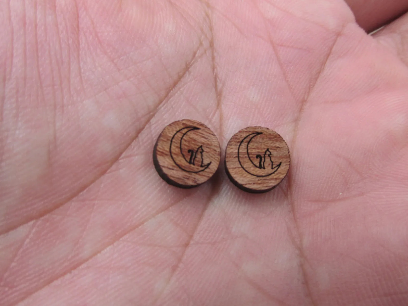 5 Pair Unfinished Blank Wood Cabochon Holidays Halloween Bats and Moon  Wooden Cutout Shapes For DIY Stud Earrings Supplies