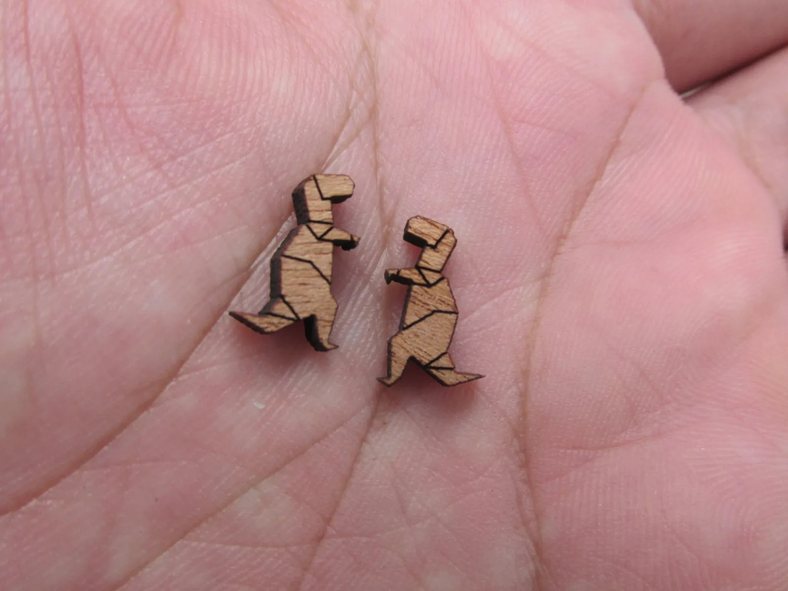 5 Pair Geometric Origami Animal Unfinished Wood Cabochon Dino Dinosaur Wood Cutout Shapes For DIY  Earrings Supplies