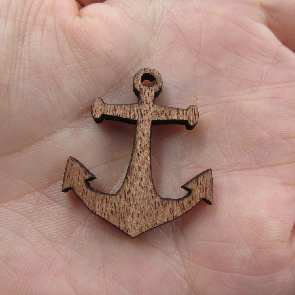 3 Pair Unfinished Ocean Wooden Beach Boat Anchor Shape Cutout For Brooches Pin Magnet Pendant Charms Diy Making