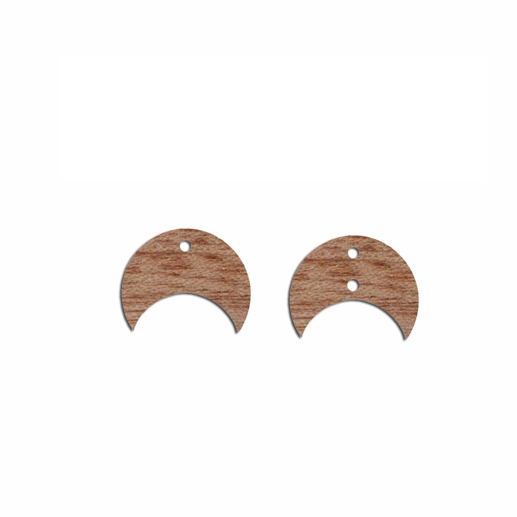 6pcs Unfinished Blank Wooden Crescent Moon Post Stud Earring Connector Pendant for Women Female Jewelry Making DIY Crafting