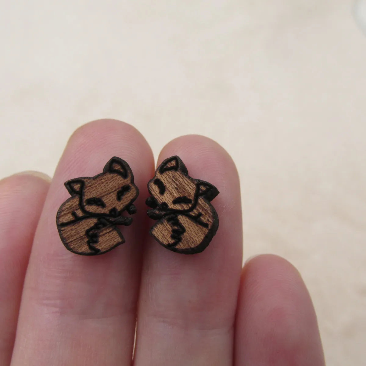 5pair Geometric Origami Unfinished BlankWooden Animal Fox Charm Wood Cabochon Foxes Pendant For DIY Earring Stud Supplies