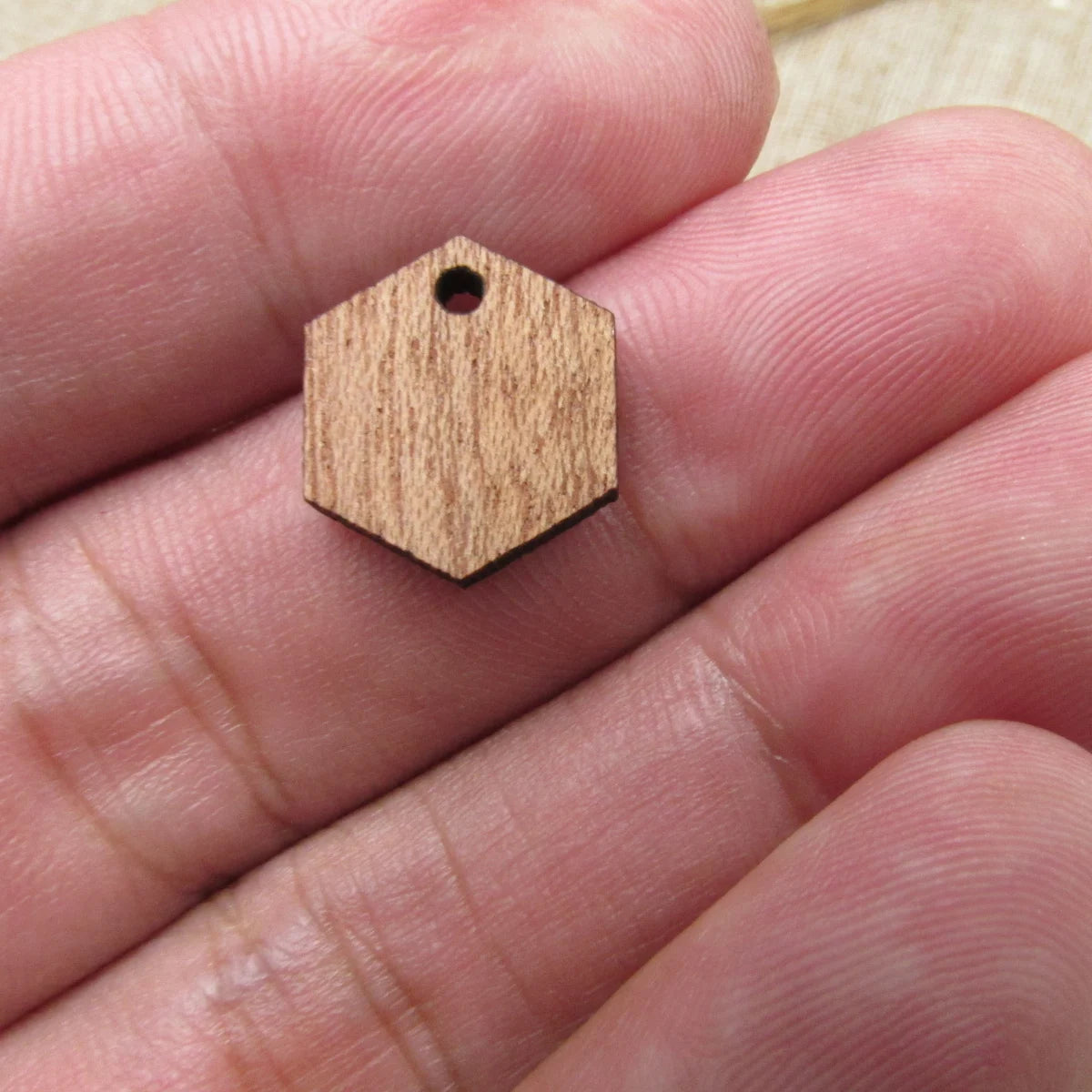 6pcs Unfinished Blank Wooden Hexagon Wood Shape Cutout Necklace Earring Pendant Connector For  DIY Making Jewelry