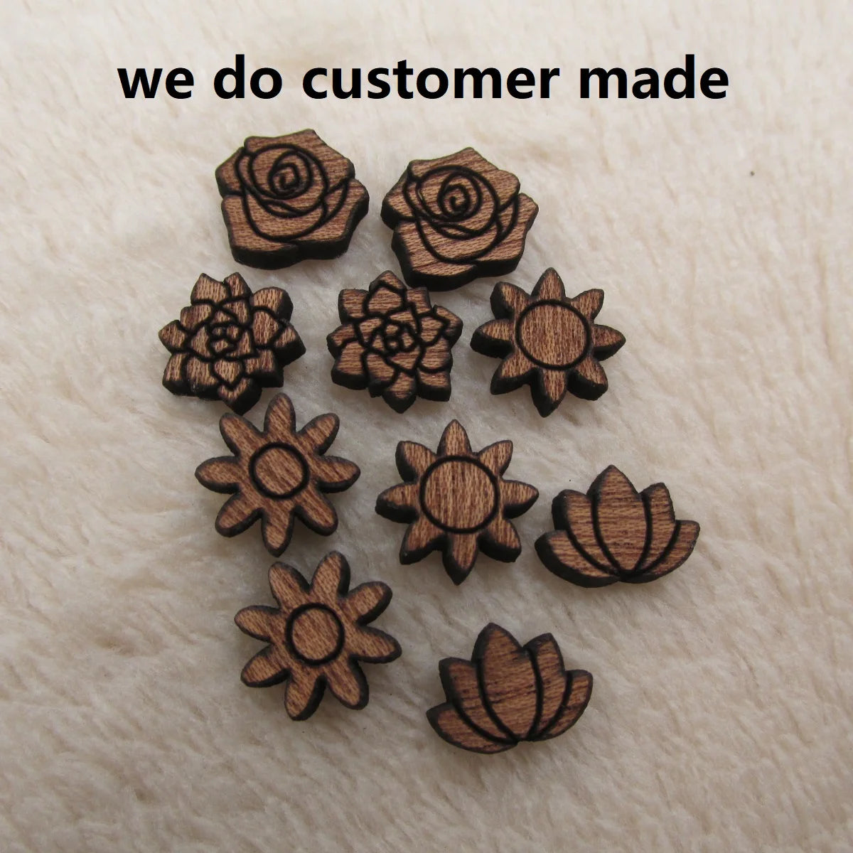Unfinished Wood Cabochon Flower Icon Laser Cut Engraving For DIY Craft Scrapbook Jewelry Earrings  Charm Pendant Making