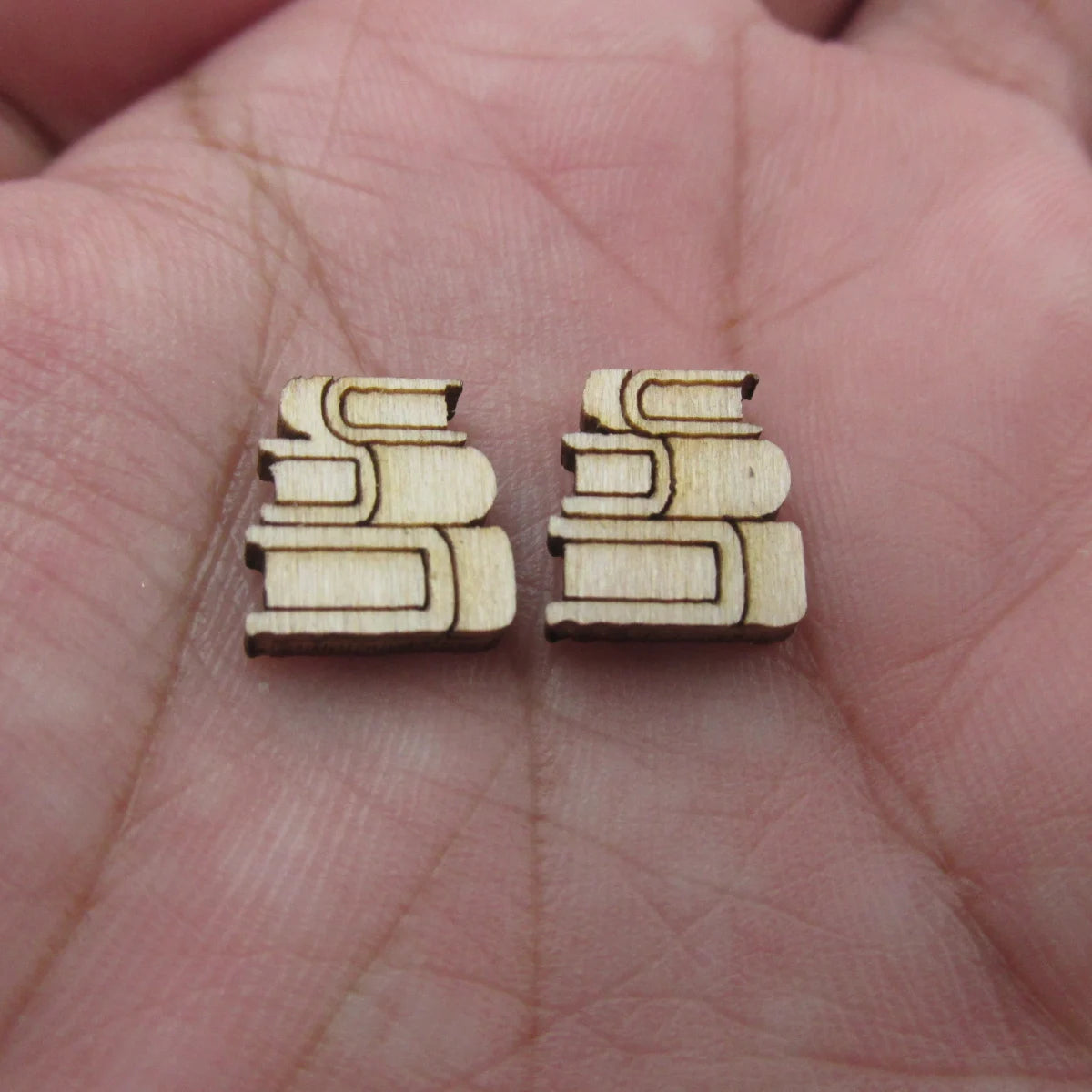 5 Pair Unfinished Blank Wood Cabochon Back to School Bus Post Paper Airplane Books Science Atom Earrings Stud Jewerly Findings