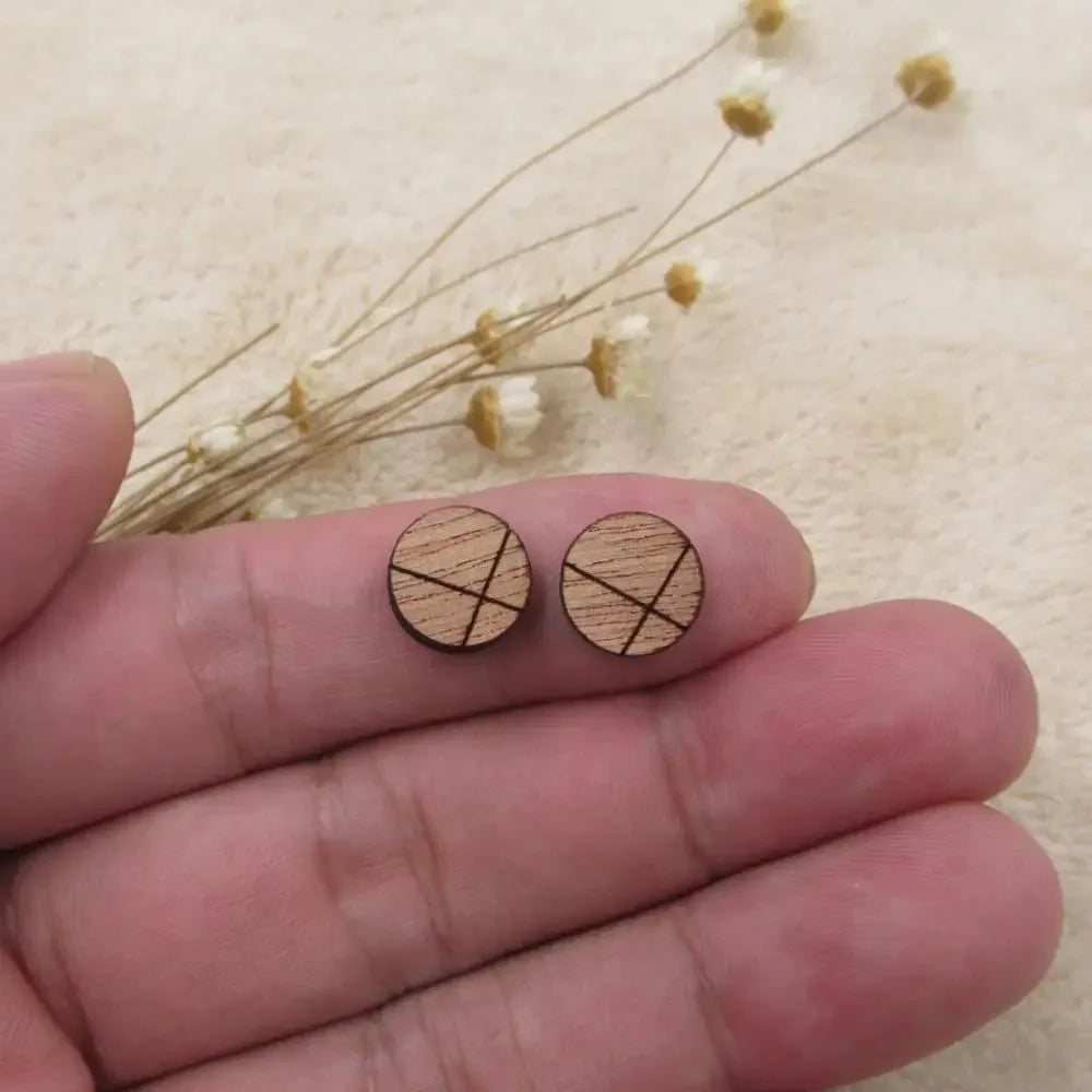 Unfinished Blank Solid Wooden Geometric Circle Round Shapes For DIy Wood Crafts Stud Earrings Accessories Jewelry Making Proj