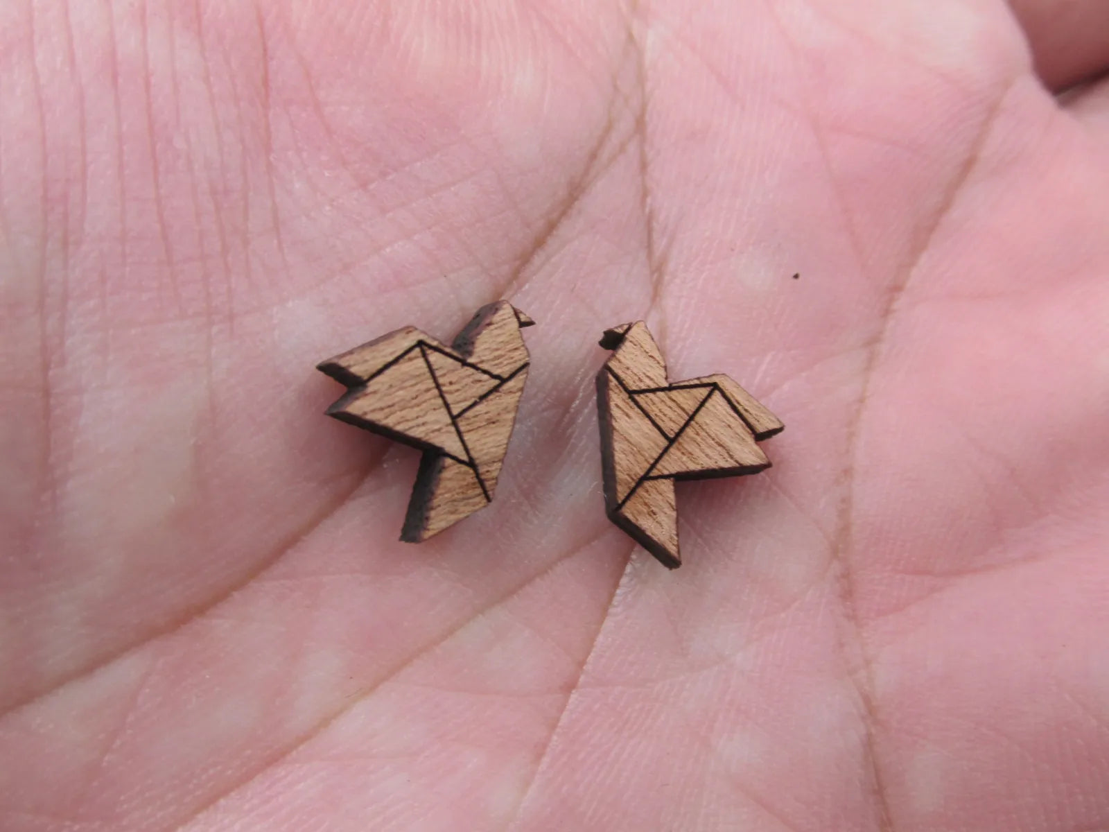 5 Pair Origami Paper Crane Unfinished Blank Wood Cabochon Animal Birds Wooden Cutout Shapes For DIY Stud Earrings Supplies