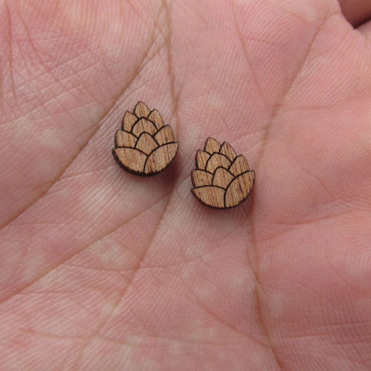 5 Pair Unfinished Blank Autumn Falls Leaves Wooden Pine Pinecone Cabochon Wood Shape Cutouts For DIY Craft Earring Stud
