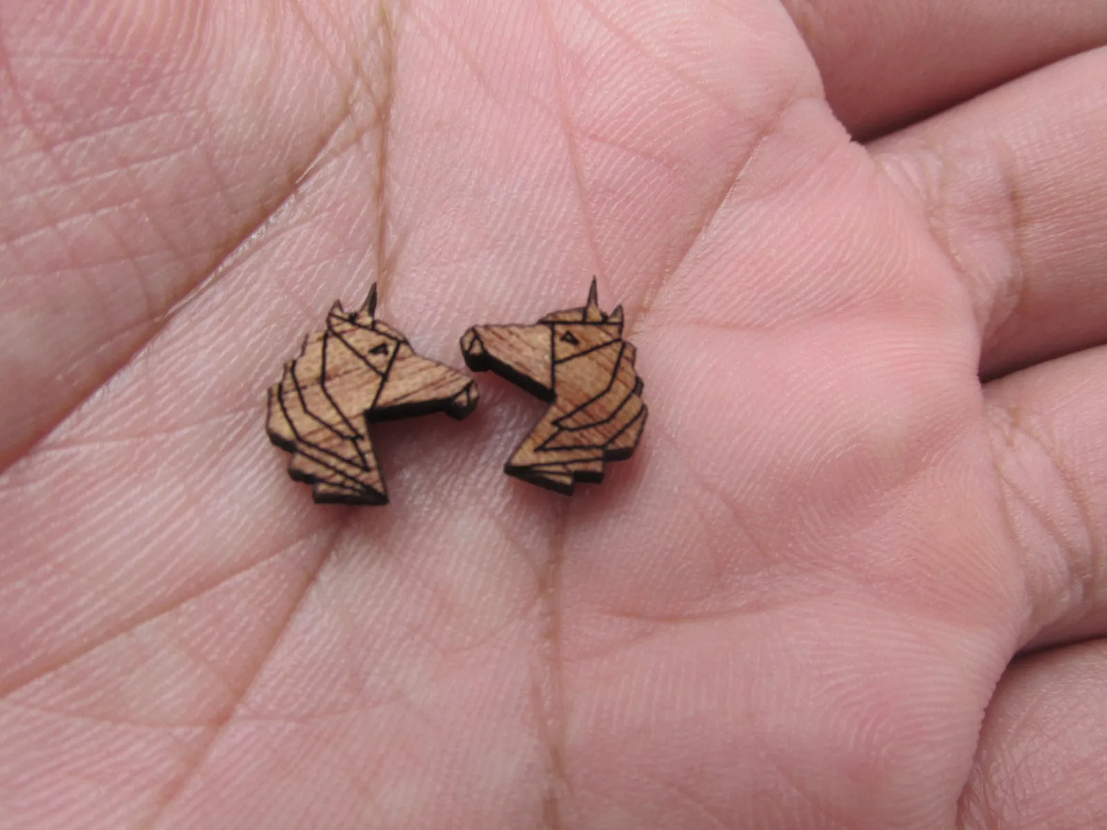 5 Pair Unfinished Wooden Cabochon Blank Animal Horse Charms Jewerly Accessory For DIY Handmade Earring Stud Pin