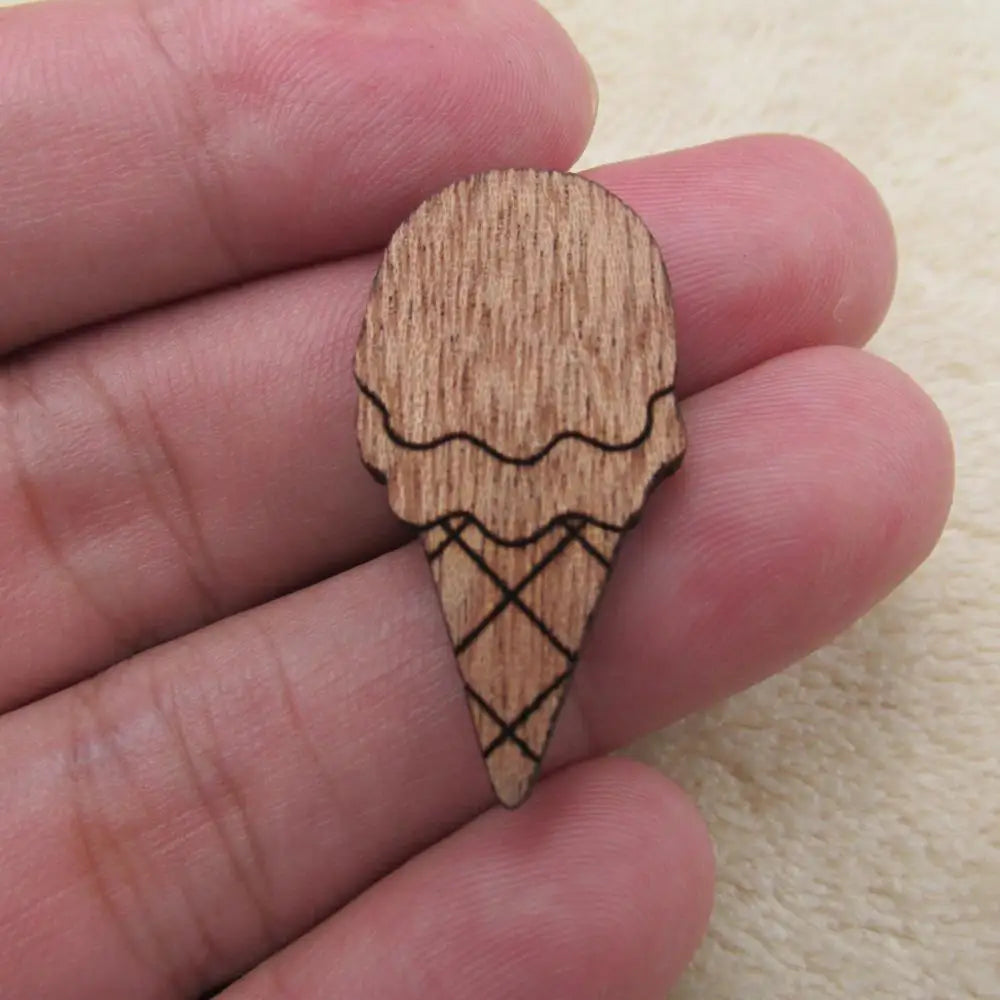 Unfinished Wooden Charms Foods Icom Ice Cream Hamger Pizza Pendant For DIY Project Jewerly Making