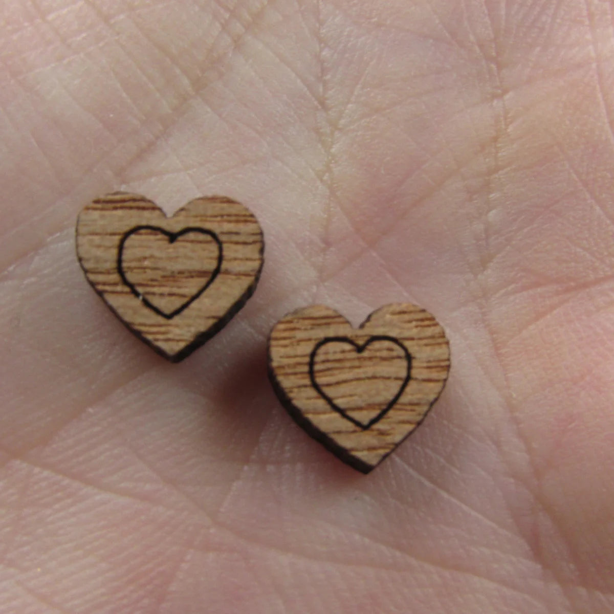 5 Pair Unfinished Blank Double Heart Wooden Cutout Shapes For DIY Stud Earrings Supplies