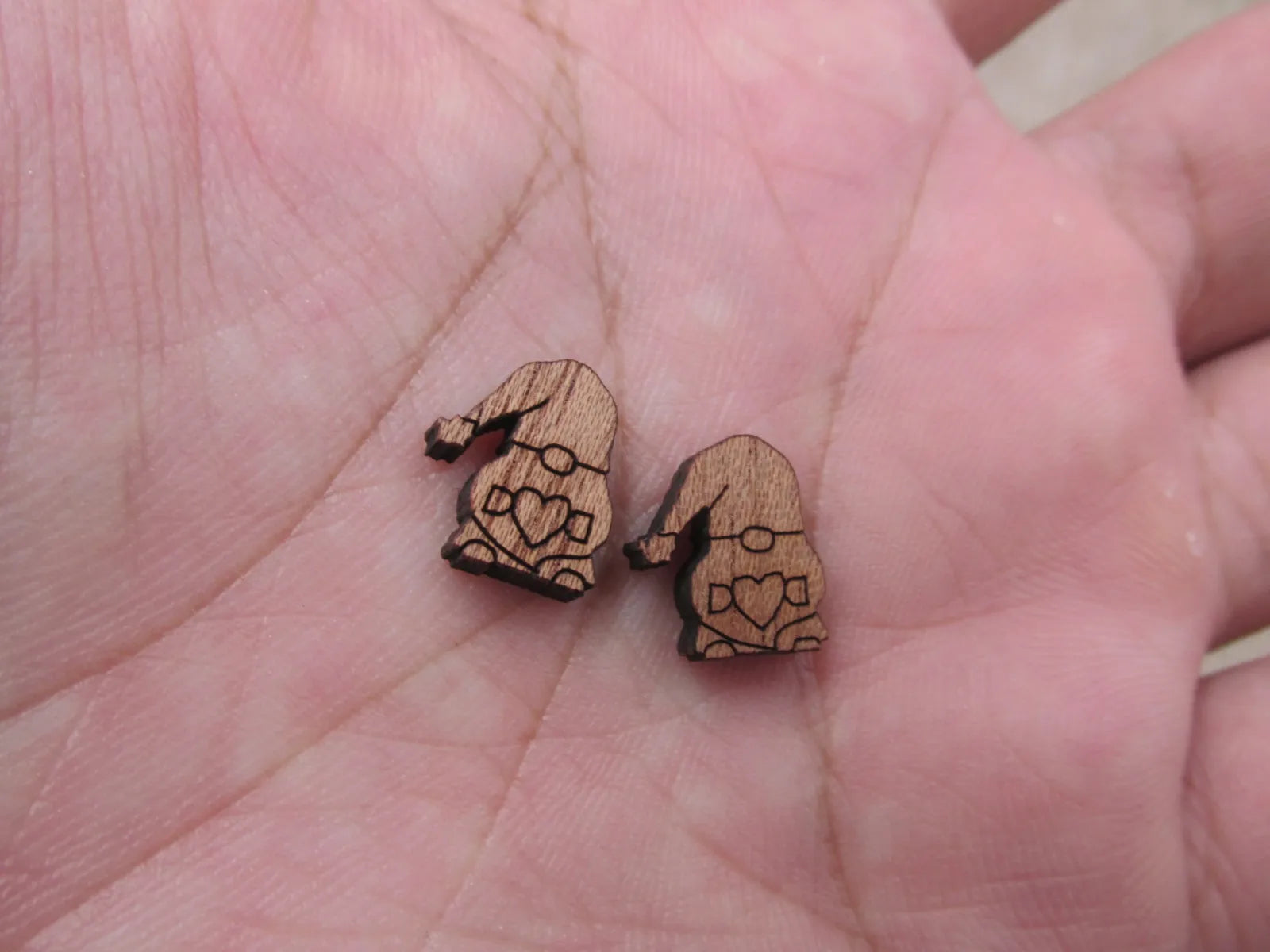 5 Pair Unfinished Blank MINI Wood Cabochon Christmas Gnomes Wooden Cutout Shapes For DIY Stud Earrings Supplies
