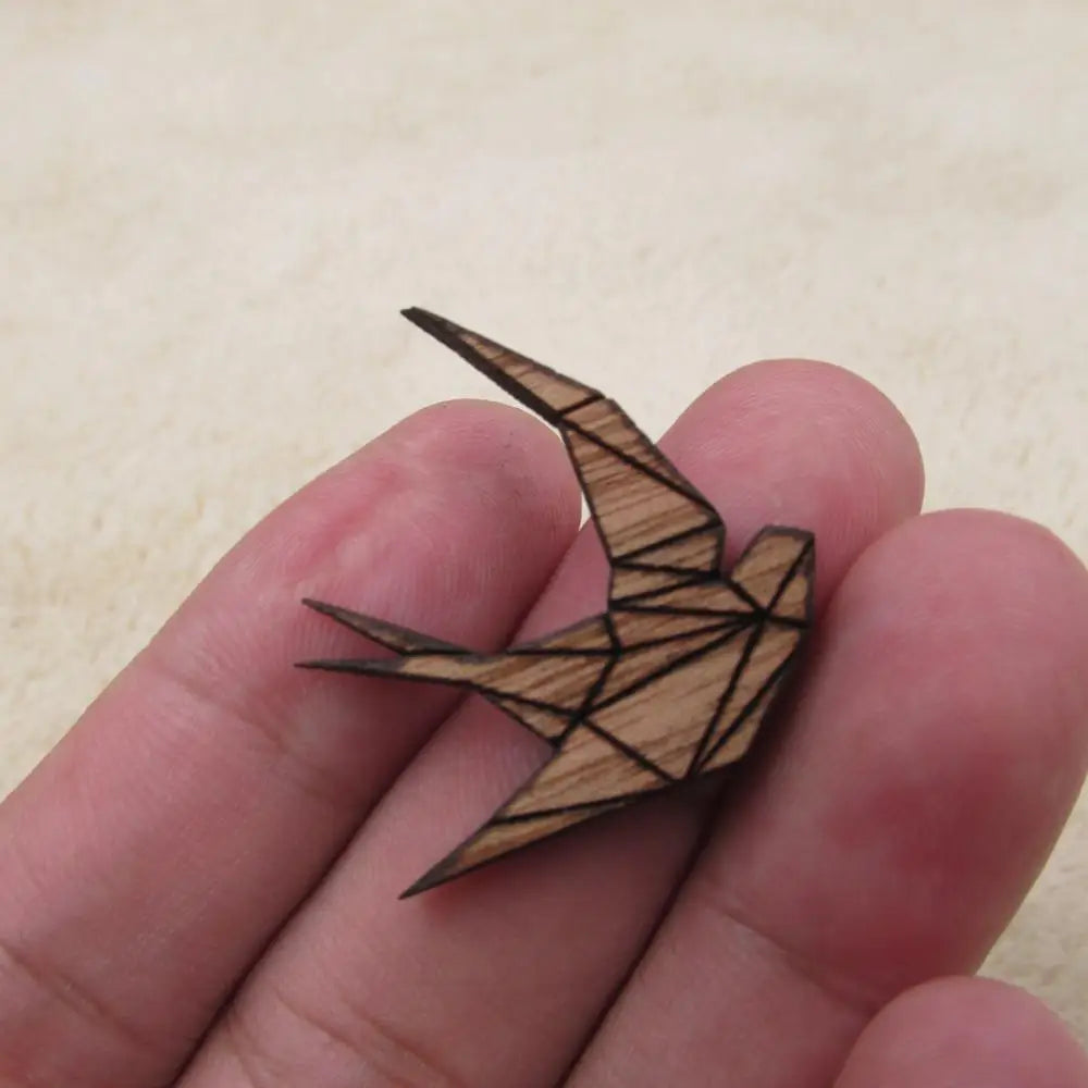 6pcs Laser Engraved Wooden Bird Pendant Unfinished Solid Wood Accessory Jewerly Finding Making For Diy Project