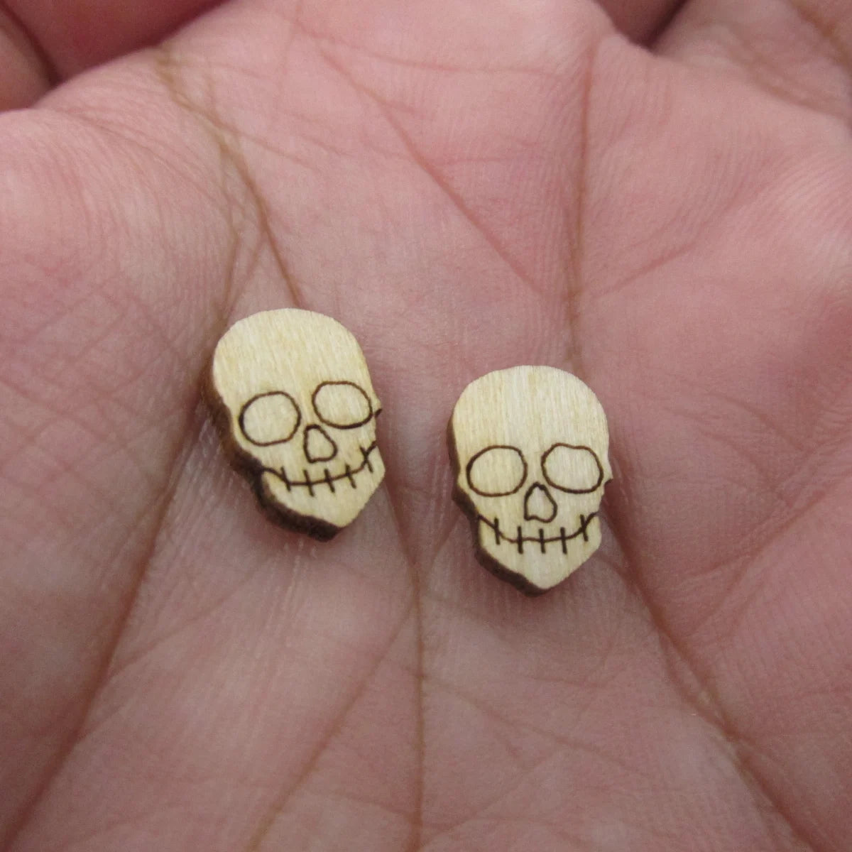 5 Pair Unfinished Blank Wooden Halloween Monster Kull Mummy Cabochon Fang Mouth Post Witch Hat Wood Earrings Stud