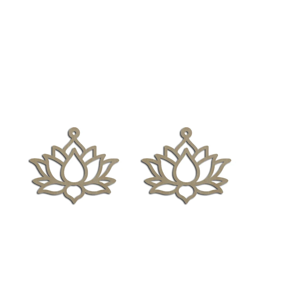 10pcs Unfinished Wood Blank Laser Cut Flower Lotus Shape Macrame Earring Part Findings For DIY Jewelry Making