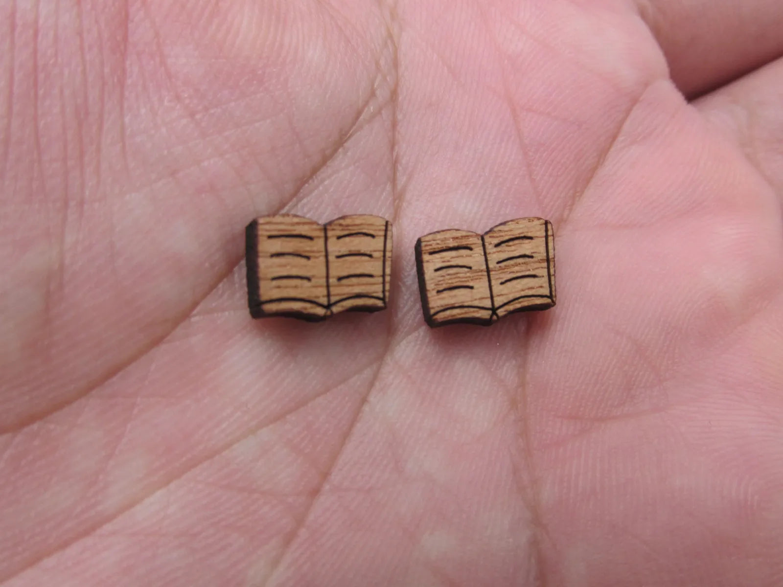 5 Pair Back to School Unfinished Blank Wood Cabochon Book Bag Wooden Cutout Shape For DIY Earrings Supplies