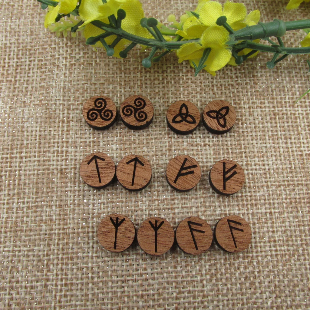 5 Pair Unfinished Blank Geometric Wooden Triquetra Triskell Symbol Cabochon Charm Laser Engrave Wood Shape Cutouts Earring