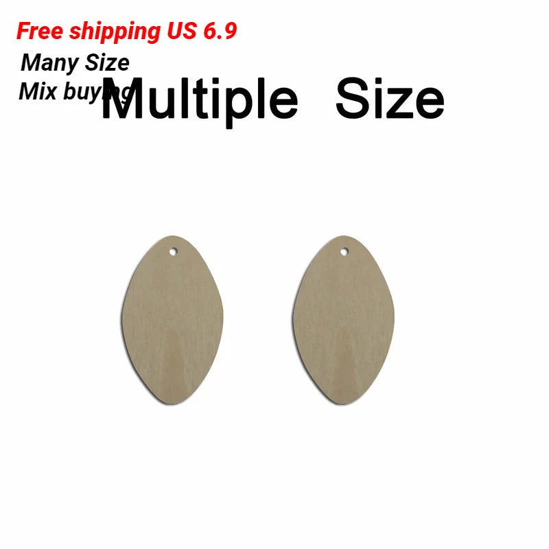 10pcs Multiple Size Unfinished Wooden Blanks Sport Football Cutout Shape Dangle Earring For Jewelry Supplier